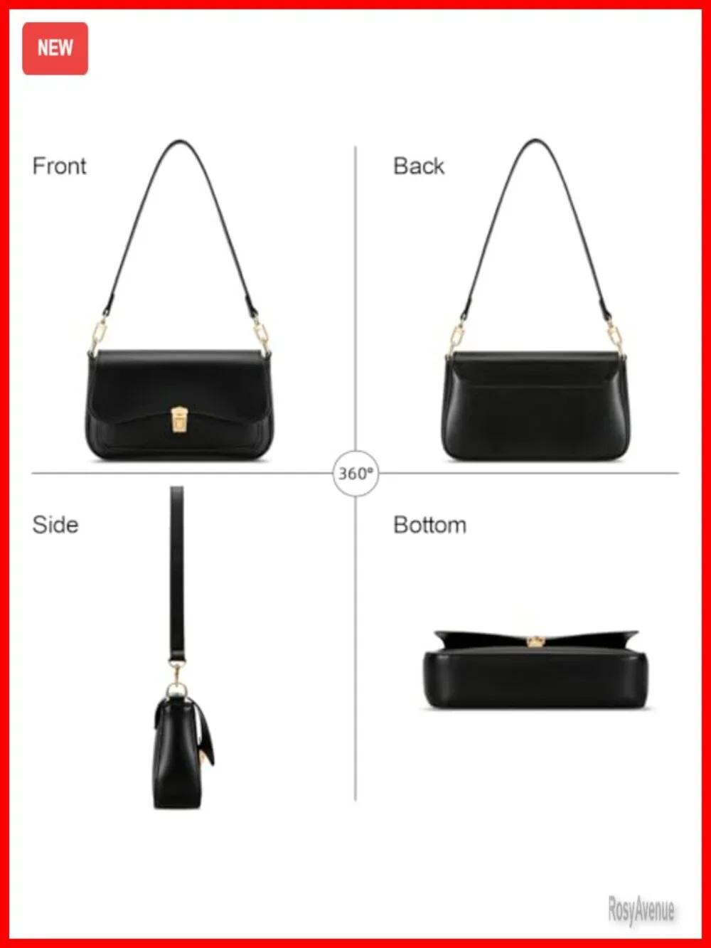 Mini Shoulder Bag Clutch Purse with Chain Strap Faux Leather Hobo